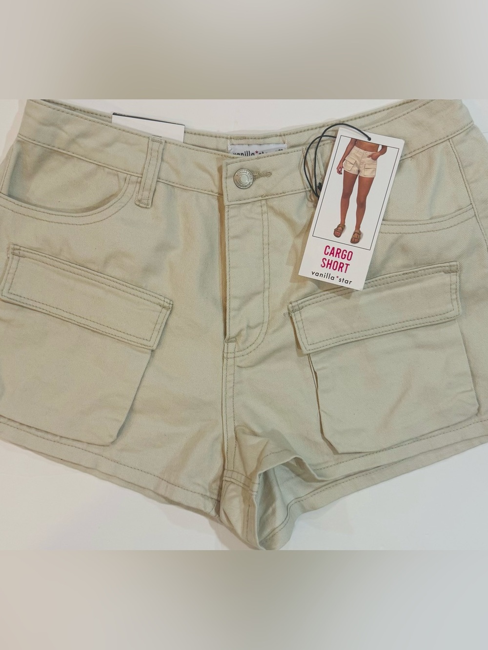 Vanilla Star Cargo Shorts Khaki Beige W27 Size 5 NWT Utility Y2K